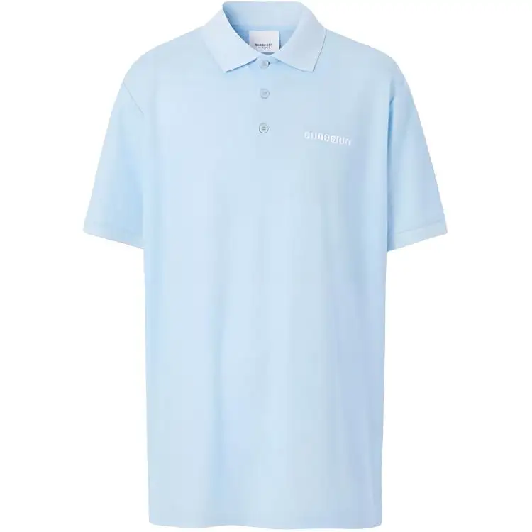 Burberry Polo Shirts Men's Light Blue Polo Collar Moderate Straight Fit