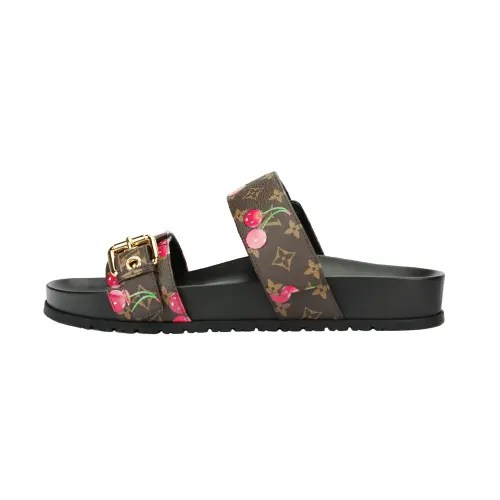 LOUIS VUITTON Cherry Bom Dia Flat Comfort Mule X Takashi Murakami Brown Monogram Cherry Women's