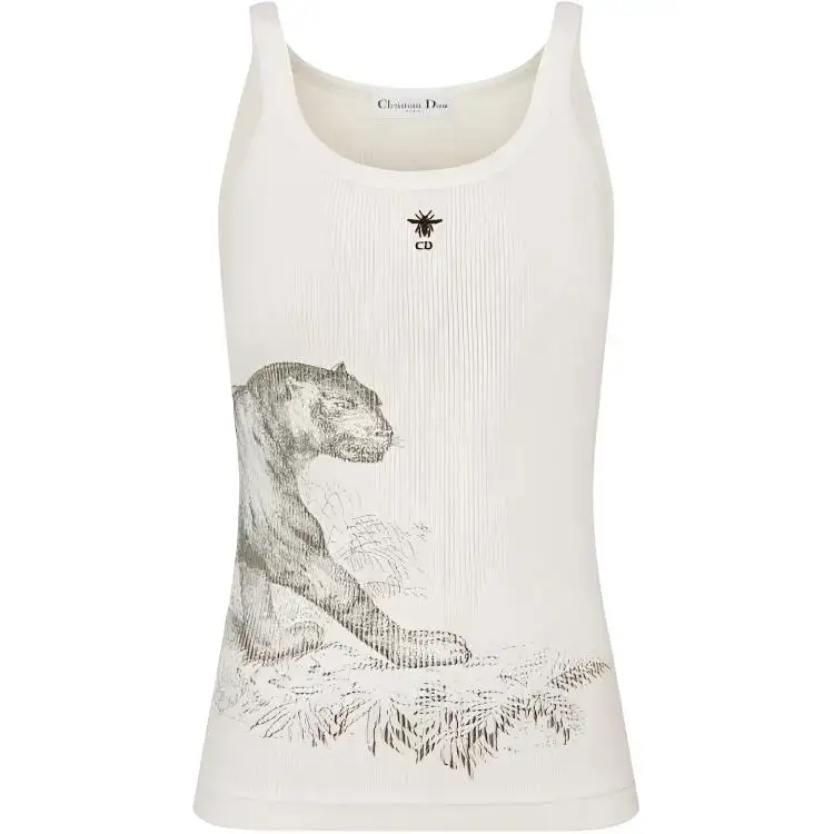 DIOR Tank Tops Women's White Crew Neck Moderate Other