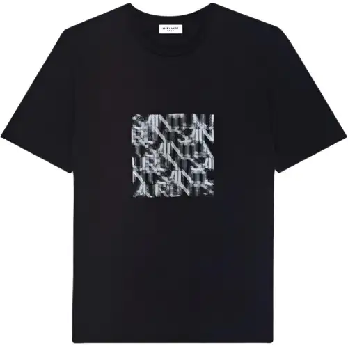 SAINT LAURENT T Shirts Men's Black Crew Neck Moderate Straight Fit