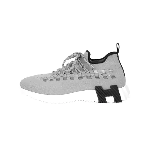 HERMES Fle Fabric Mid top Sports Casual Shoes Men's Gray