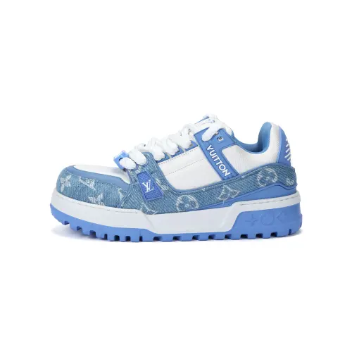 LOUIS VUITTON Trainer Maxi Low top Skateboard Shoes Unisex Blue White