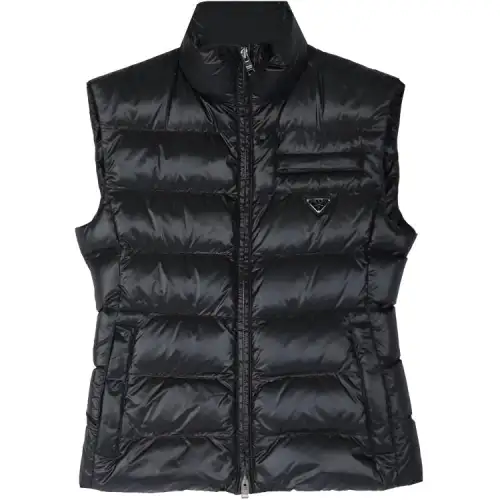 PRADA Down Vests Women's Black Stand Collar Moderate Other