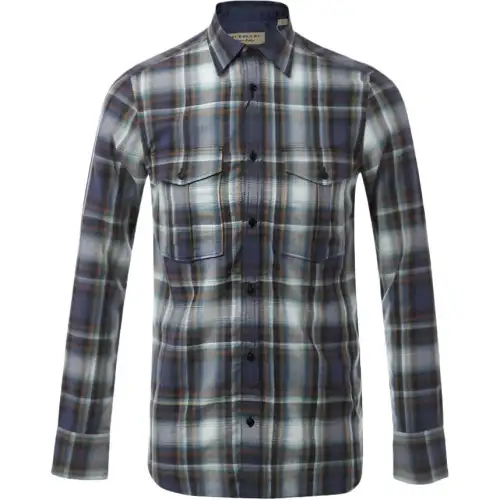 Burberry Shirts Men's Blue Lapel Moderate Straight Fit