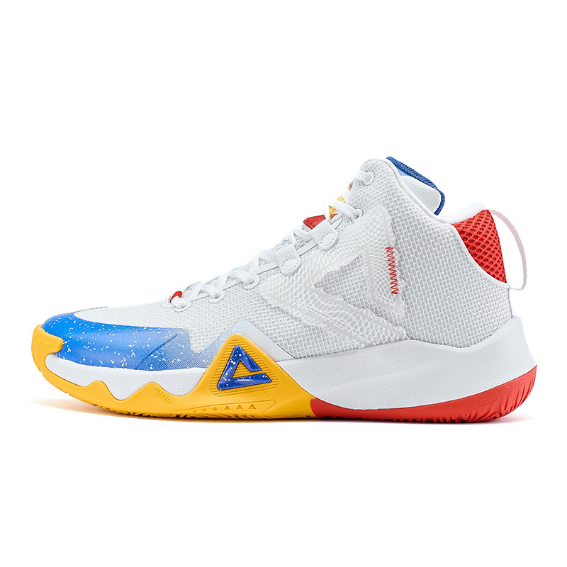 PEAK Slip Resistant, Abrasion Resistant, Breathable Mid top Basketball Shoes Men’s White Blue