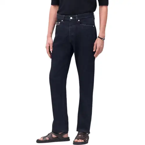 HERMES Jeans Men's Black Moderate Straight Fit Pants
