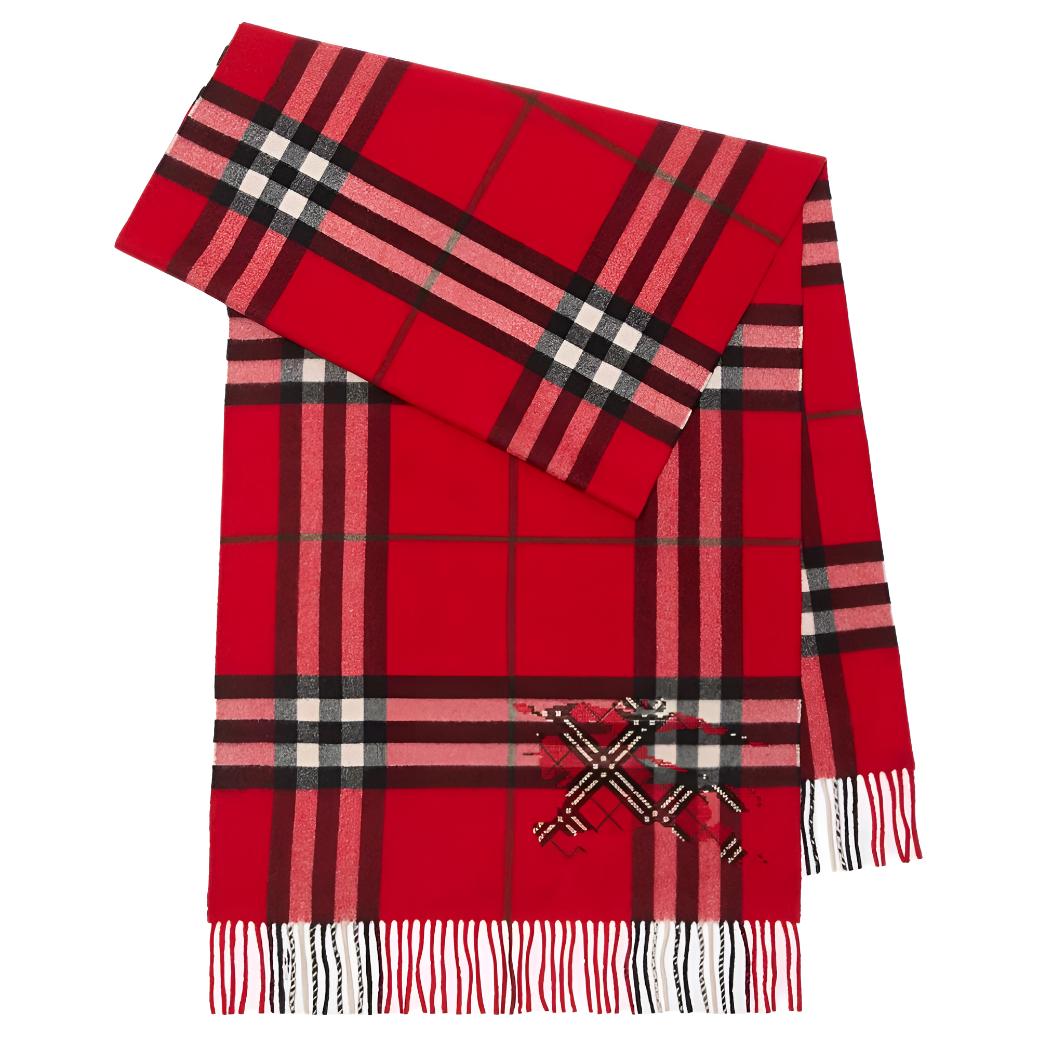 Женский шарф Burberry Крестик (красный)