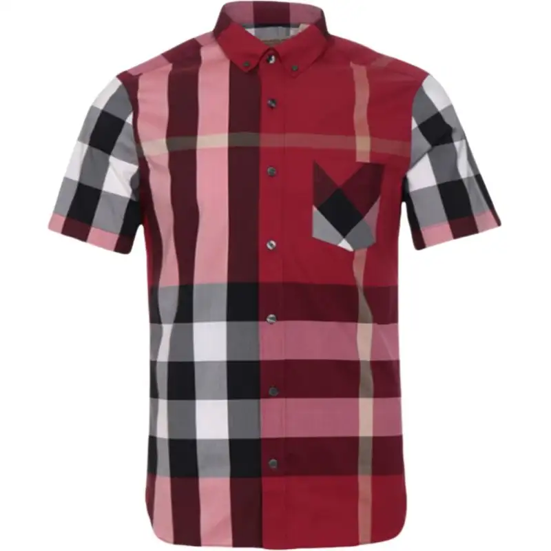 Burberry Shirts Men's Red Lapel Moderate Straight Fit