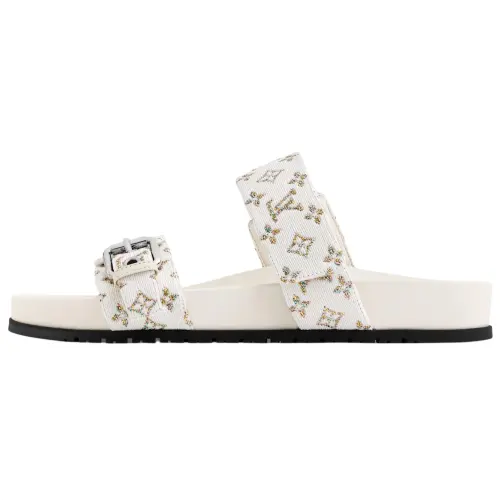 LOUIS VUITTON Bom Dia Slide Slippers Women's White