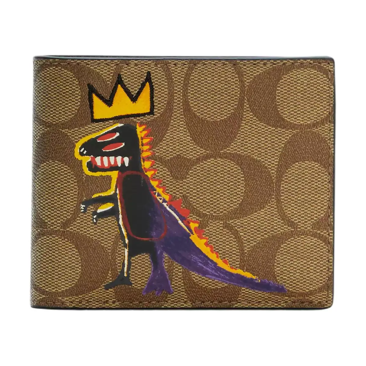 COACH Basquiat Collaboration 3 IN 1 Wallet Coated Canvas With Pebbled Leather Wallet Men's Brown