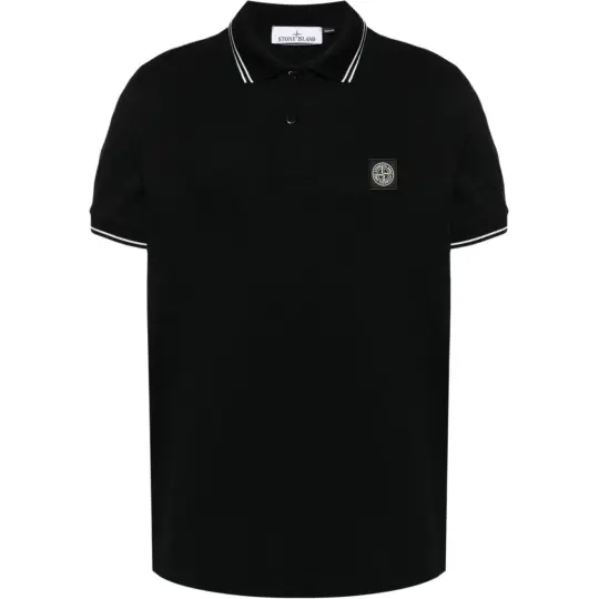STONE ISLAND SS26 узкая мужская рубашка-поло с короткими рукавами и значком компаса