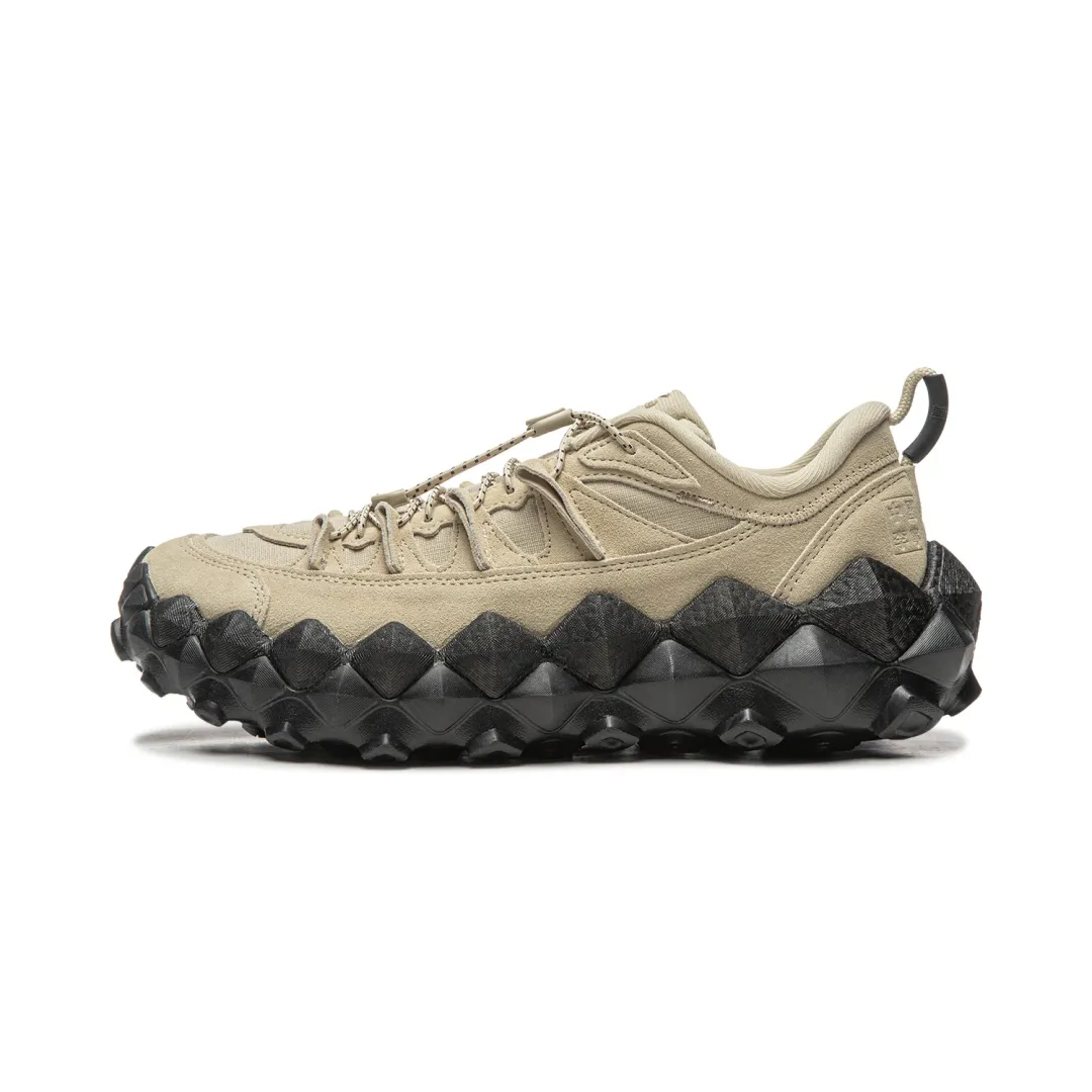 Li Ning Abrasion Resistant Height Increasing Low top Chunky Sneakers Unisex Plain Khaki