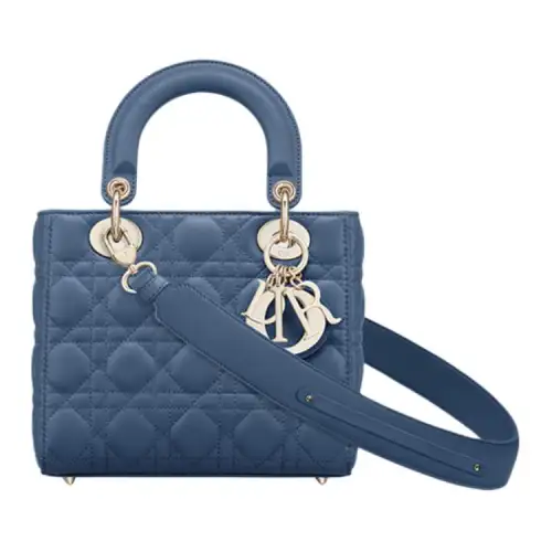 DIOR Lady Dior Sheepskin Handbag Shoulder Bag Handbag Small Women's Denim Blue