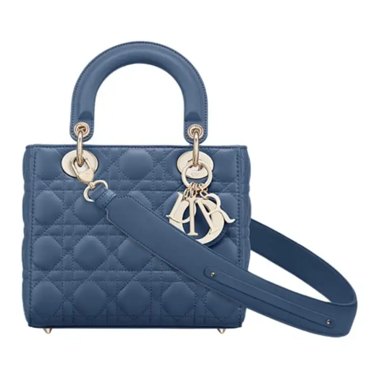 DIOR Lady Dior Sheepskin Handbag Shoulder Bag Handbag Small Women's Denim Blue