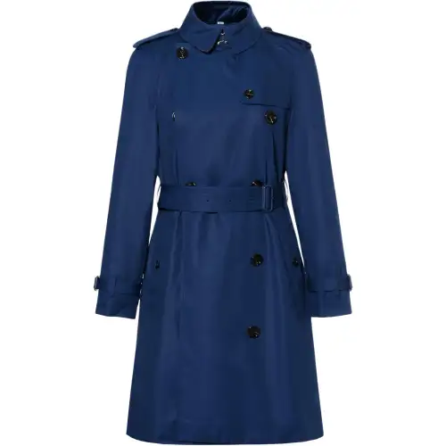 Burberry Trench Coats Women's Blue Lapel Moderate Nipped In Waist