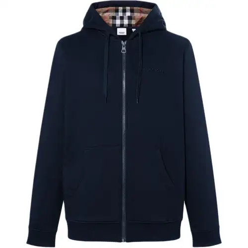 Burberry Hove Check Embroidery Logo Zip Hoodie