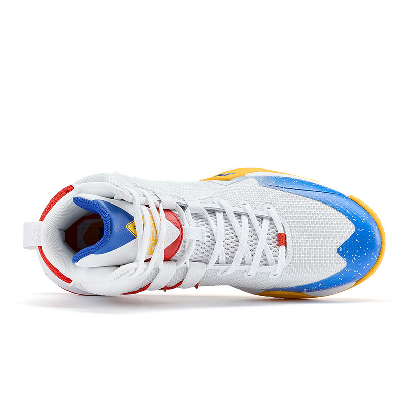 PEAK Slip Resistant, Abrasion Resistant, Breathable Mid top Basketball Shoes Men’s White Blue