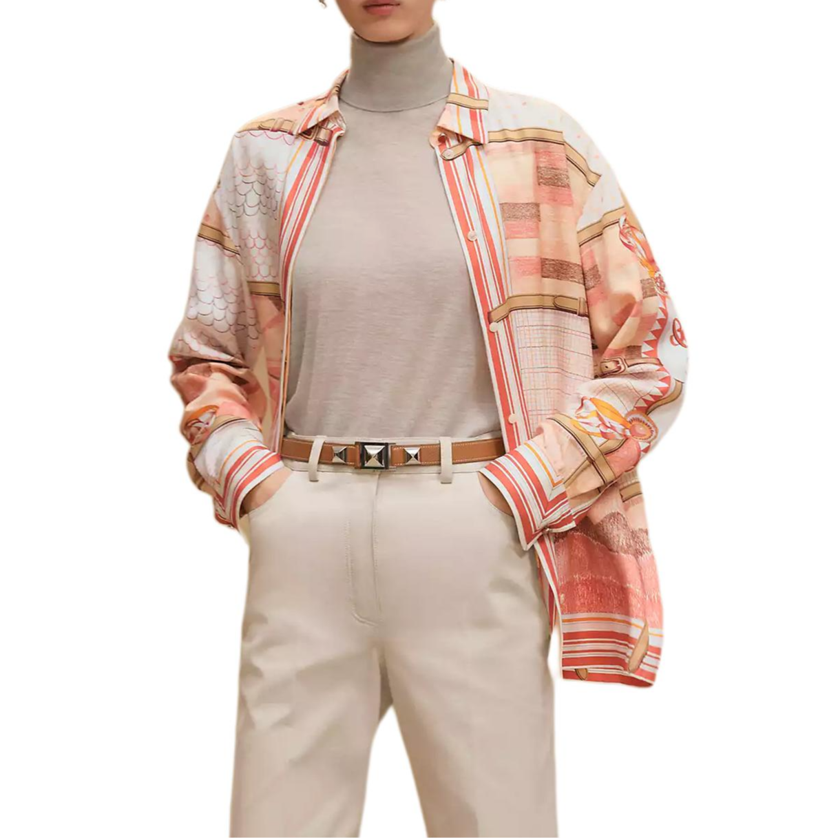 Женская рубашка Hermes FW25 (разноцветная) — фото 2