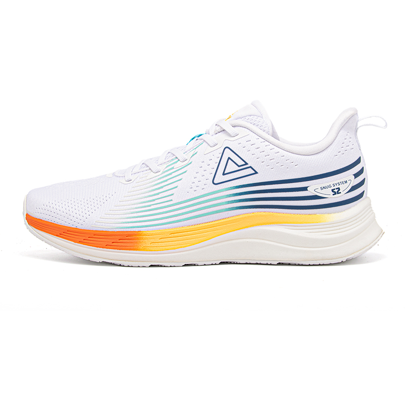 PEAK Comfortable And Breathable Cushioning, Wear Resistant Low top Running Shoes Men’s White Orange Yellow