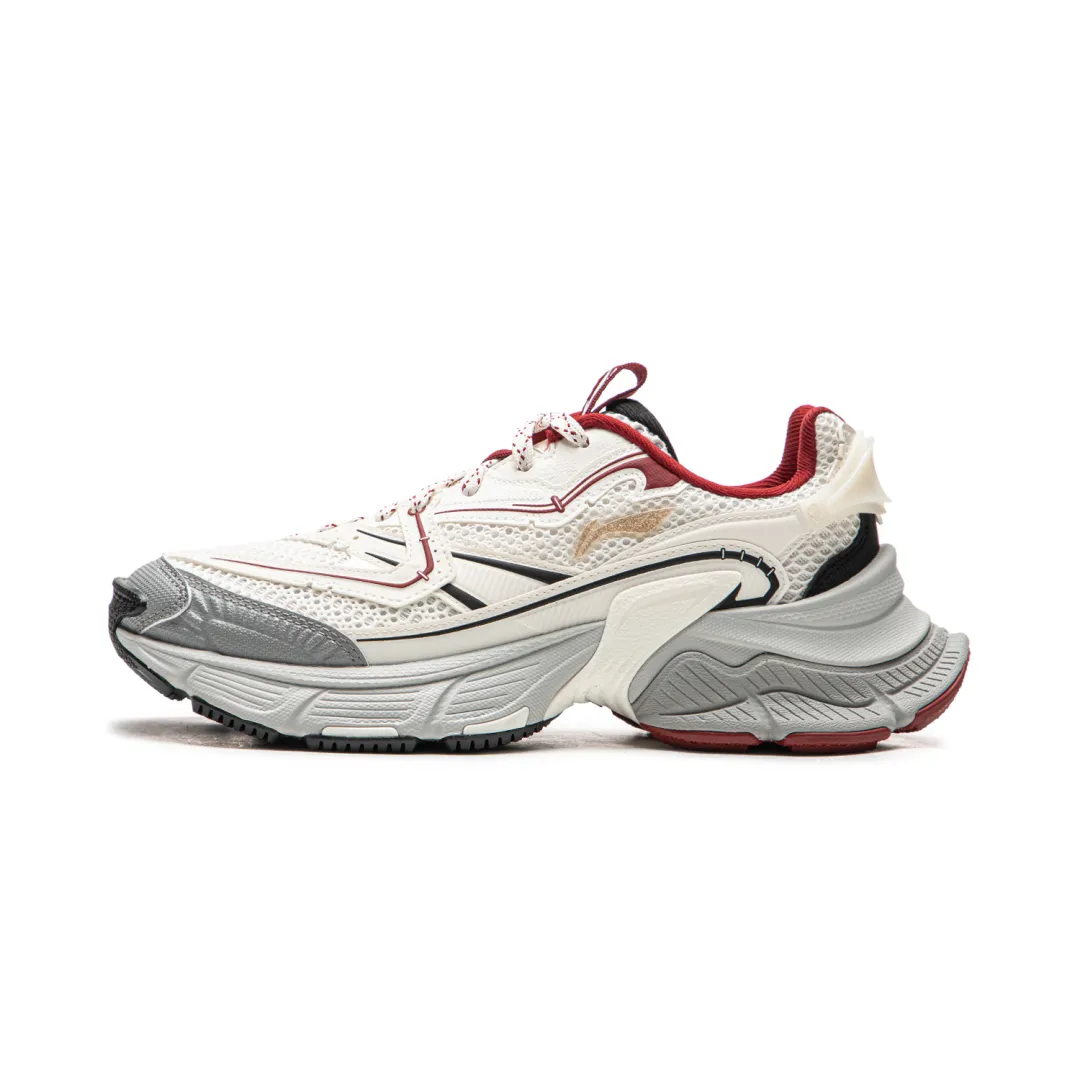 Li Ning Xingji Cushioning Abrasion Resistant Breathable Low top Chunky Sneakers Women's White Gray
