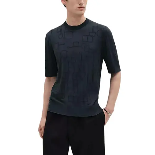 HERMES Sweaters Men's Blue Crew Neck Moderate Other