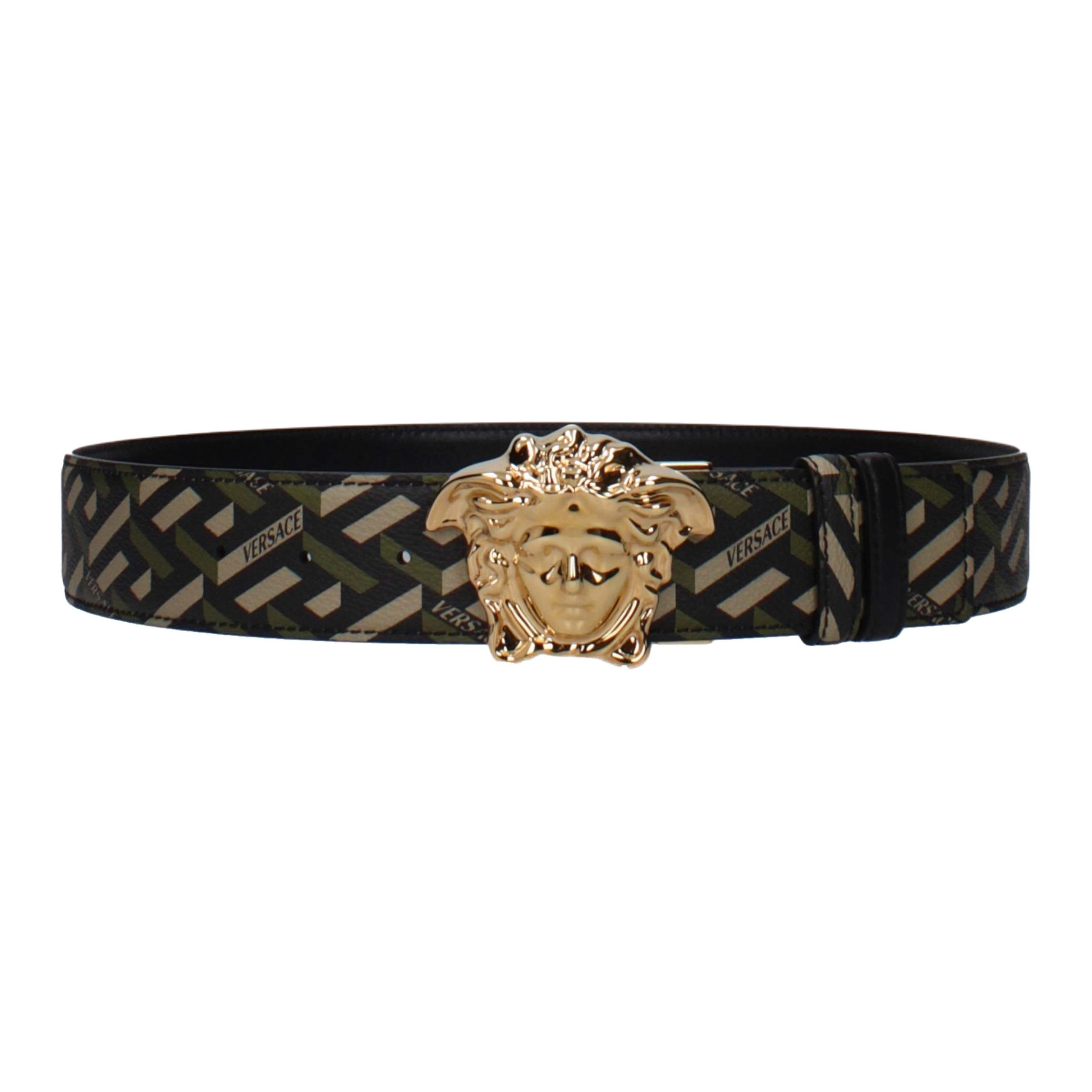 Мужской ремень Versace (зелено-черный)