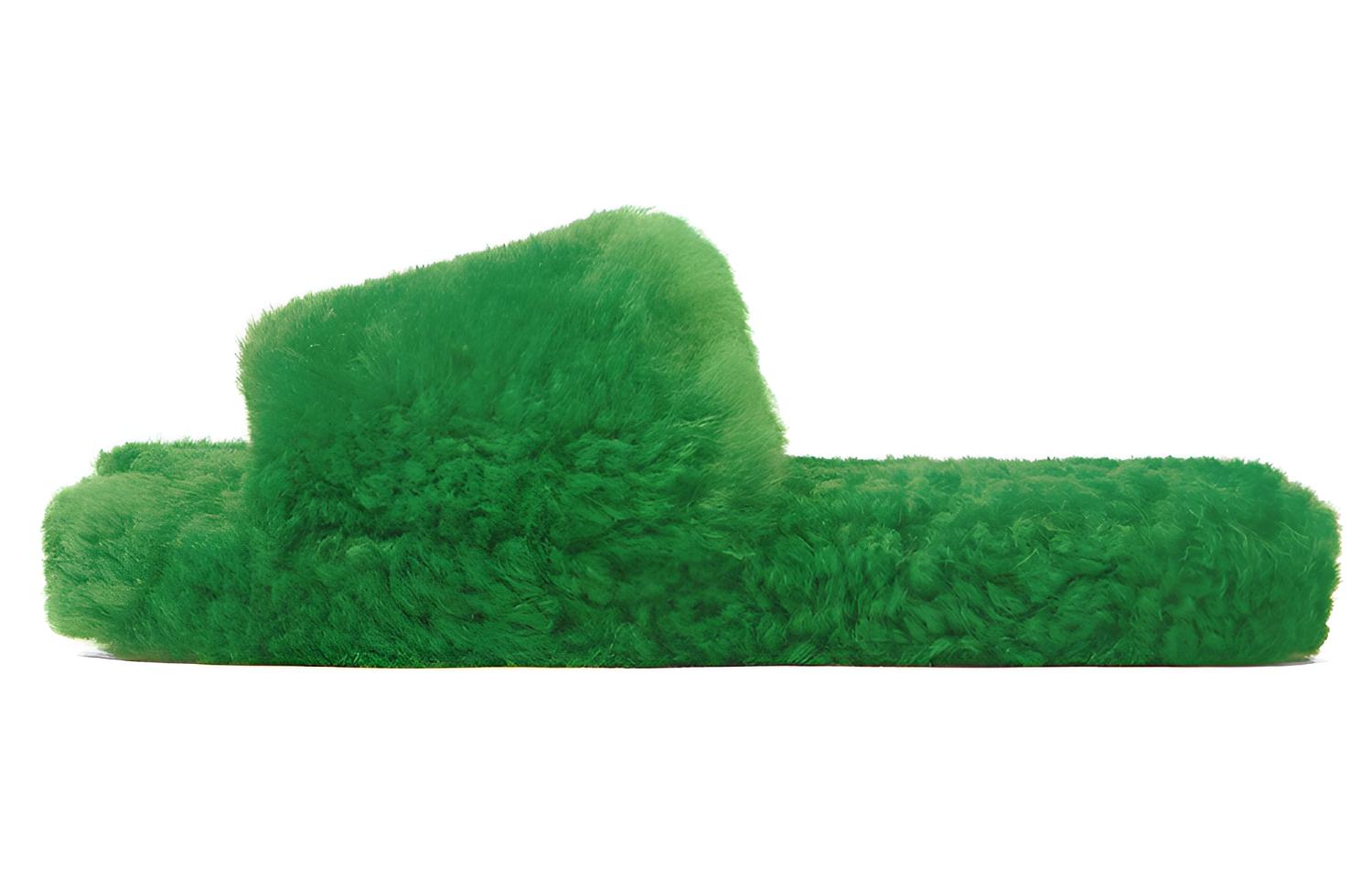 Bottega Veneta Bottega Veneta Resort round toe flat heel open toe slippers men's green