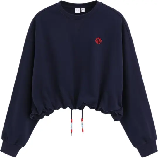 GAP × Китайская Пекинская опера, новое пение - серия Reunion, толстовка с вышитым логотипом, короткими рукавами и круглым вырезом для женщин