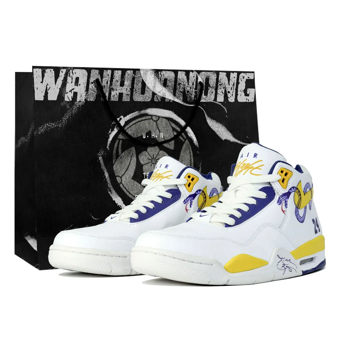 Nike Flight Legacy Vintage Basketball Shoes Men's Mid Top White/Purple Color