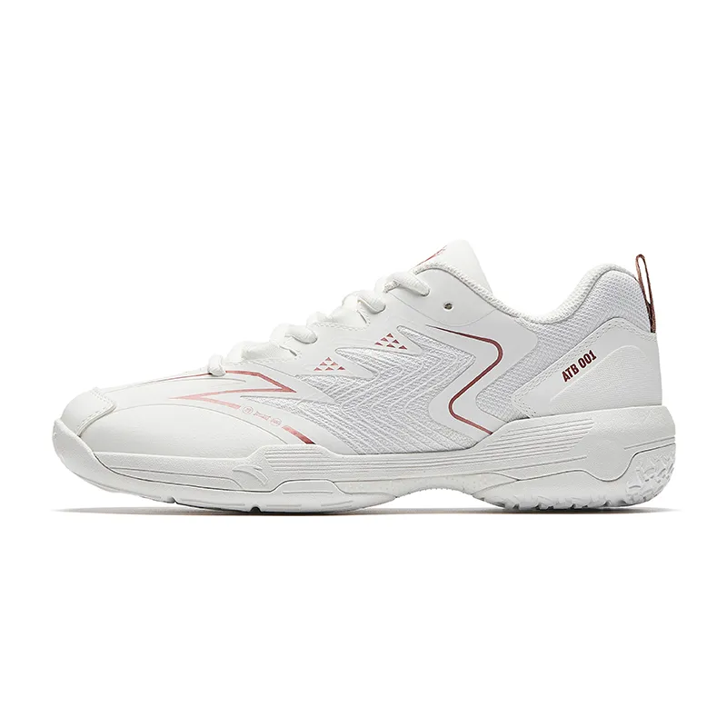 Anta Cushioning Coverage Support Slip Resistant Low top Badminton Shoes Women's Papyrus White/Rose Gold