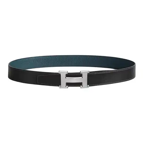 HERMES H Belt Buckle Calfskin Leather Belts Men's Width 3.2cm