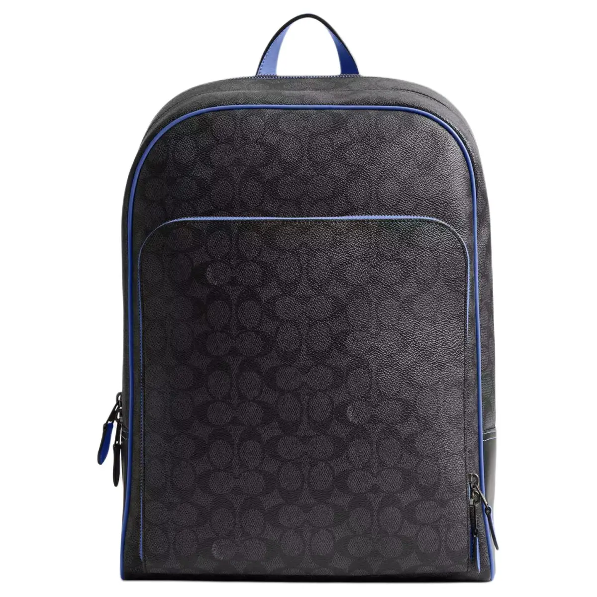 COACH Gotham Coated Canvas With Calfskin Backpack Large Men's Charcoal & Blueberry
