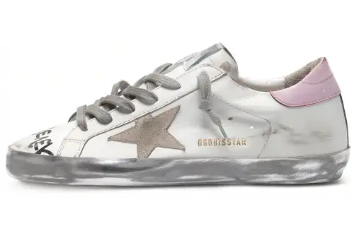 Golden Goose Super Star Stylish Skateboarding Shoes Women's White Pink Blue Tail