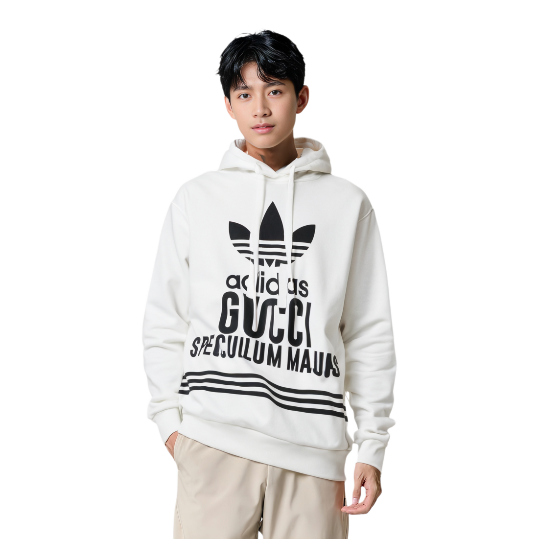 Мужское худи Gucci x adidas originals (белое) — фото 8
