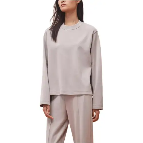 HERMES Sweatshirts Women's Beige Crew Neck Moderate Regular
