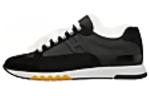 HERMES Trail Fabric Low top Casual Shoes Men's Black