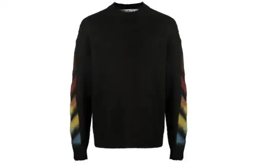 OFF WHITE Brushed Mohair Diag Stencil Arrows Knit Sweater