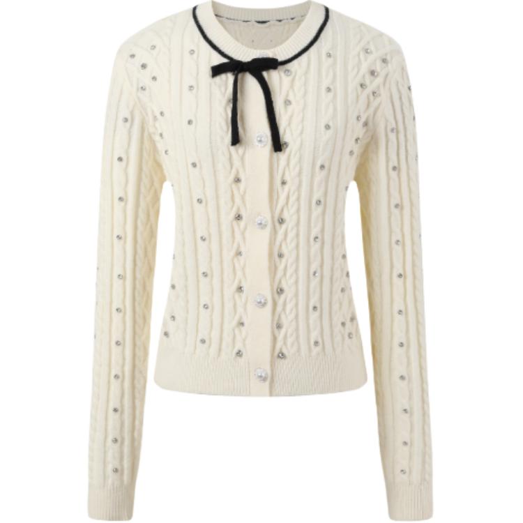 Cotton Gene Knitwear Women's Ecru Crew Neck Moderate — изображение 1