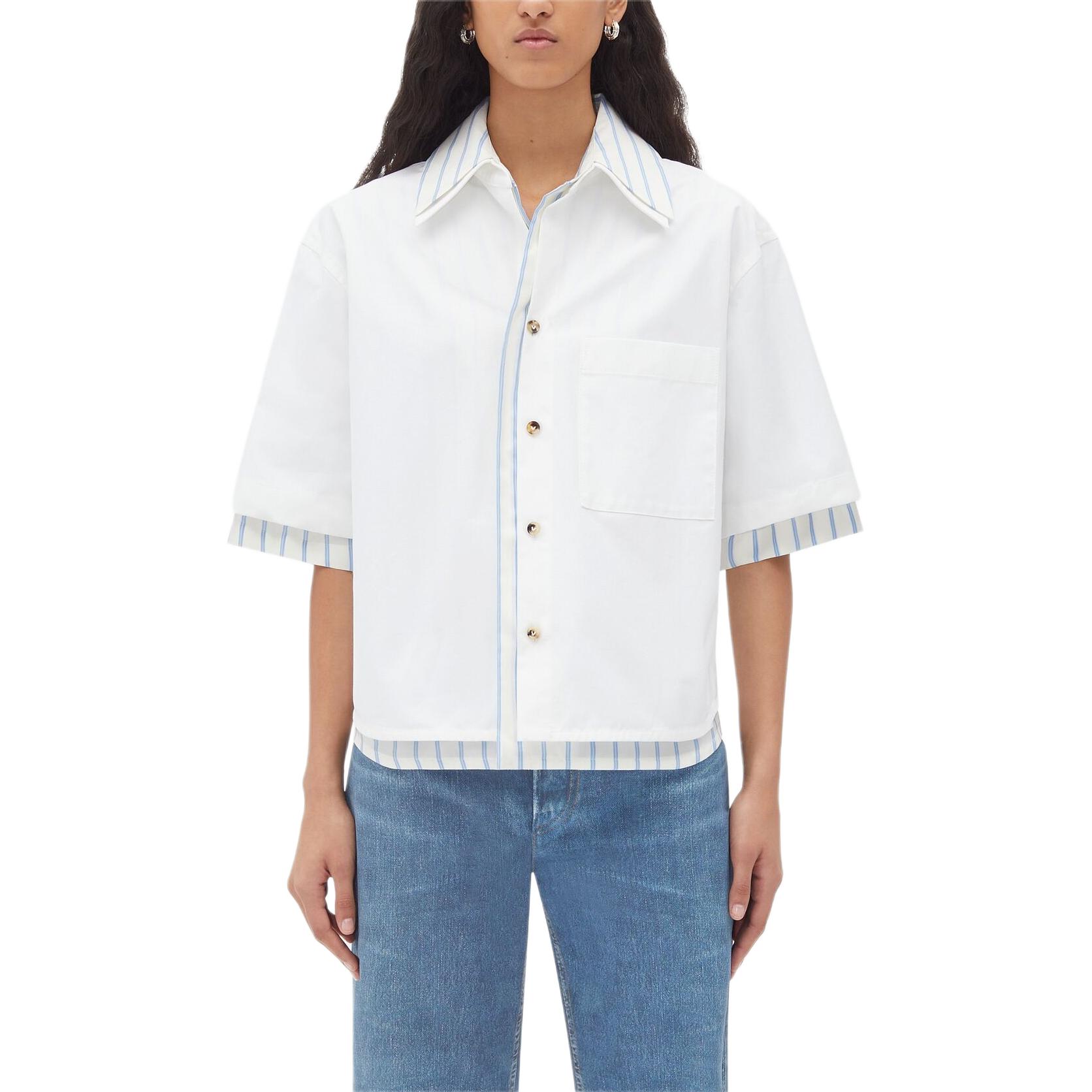 Bottega Veneta Shirts Women's Blue Square Collar Moderate Shirt