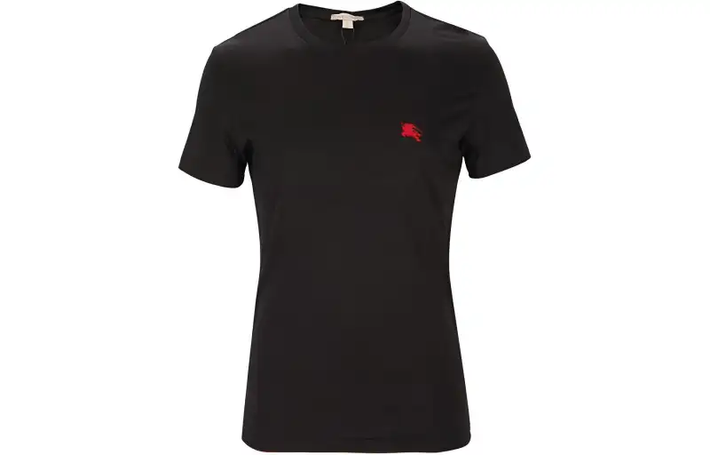 Burberry T Shirts Men's Black Crew Neck Moderate Straight Fit