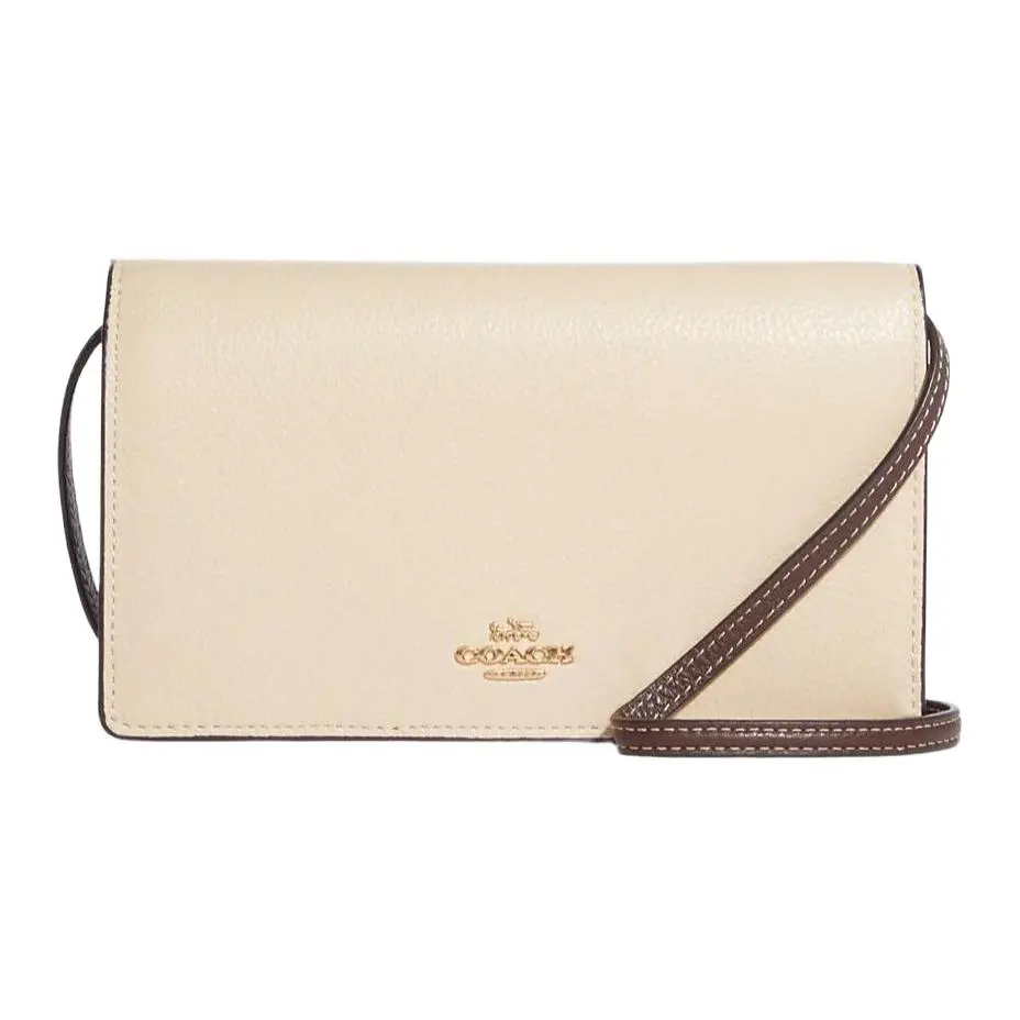 COACH Anna Refined Pebble Leather Crossbody Bags Small Women's Ivory White