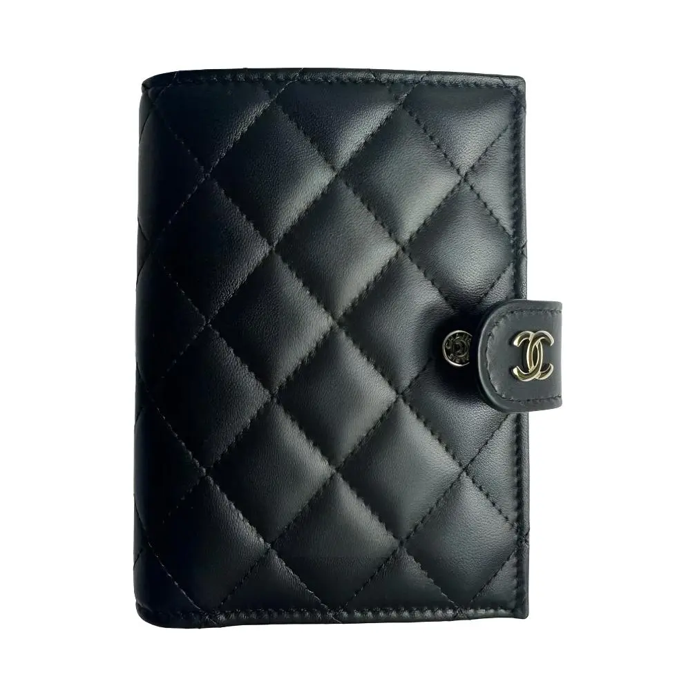 CHANEL Lambskin Wallet Women's Black