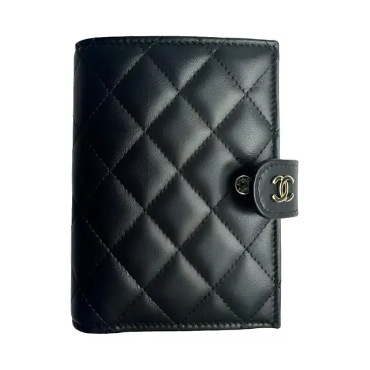 CHANEL Lambskin Wallet Women's Black