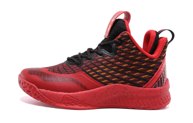 PEAK Slip Resistant Cushioning Breathable Mid top Performance Basketball Shoes Red Teenagers