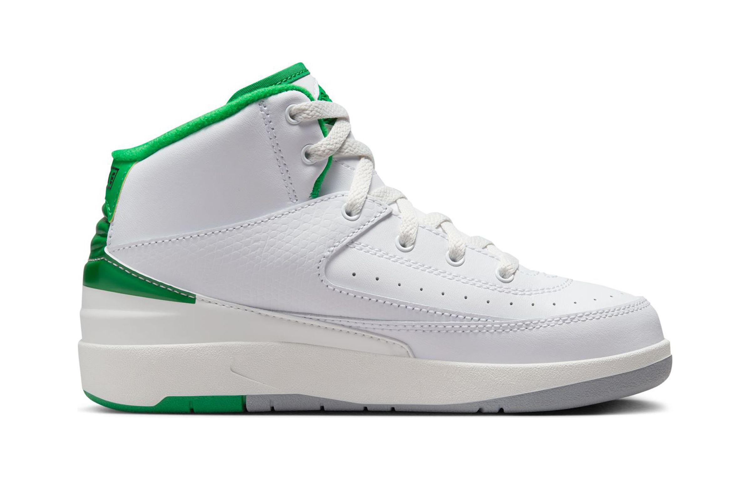 Детские кроссовки Jordan Air Jordan 2 "Lucky Green" PS (бело-зеленые) — Белый / зелёный — фото 4