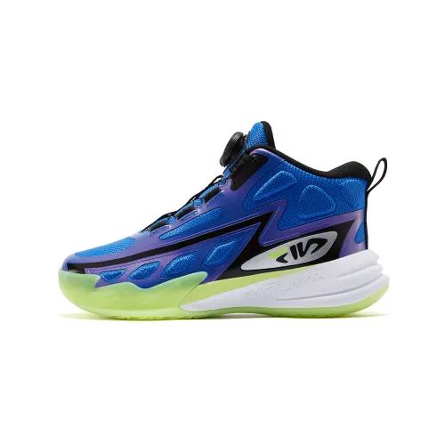 FILA KIDS PERFORMANCE-FPH synthetic leather fabric Pterodactyl, comfortable, stable and versatile, wear-resistant, waterproof, lightweight and shock-absorbing, mid-top basketball shoes, sailing blue/Victoria blue, children's style