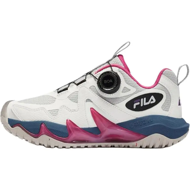FILA KIDS Feile Tiger Paw Slip Resistant Anti Kick Cushioning Low top Kids' Training Shoes Lotus Gray Fragrance Snow