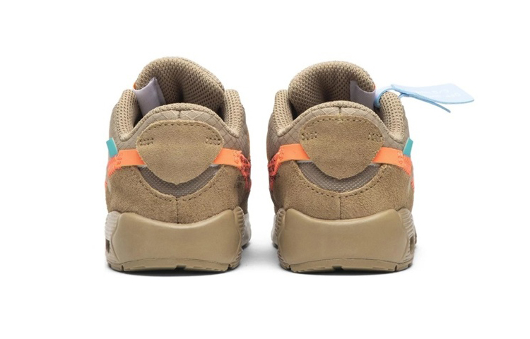 Детские кроссовки Nike Air Max 90 The Ten OFF-WHITE Desert Ore (бежевые) — 沙漠黄 — фото 4