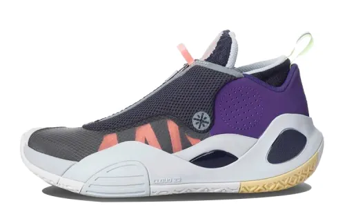 LiNing Li Ning City 8 V2 Youth Edition Comfortable Anti-slip Support Lightweight Mid-top Children's Basketball Shoes Black Purple Youth
