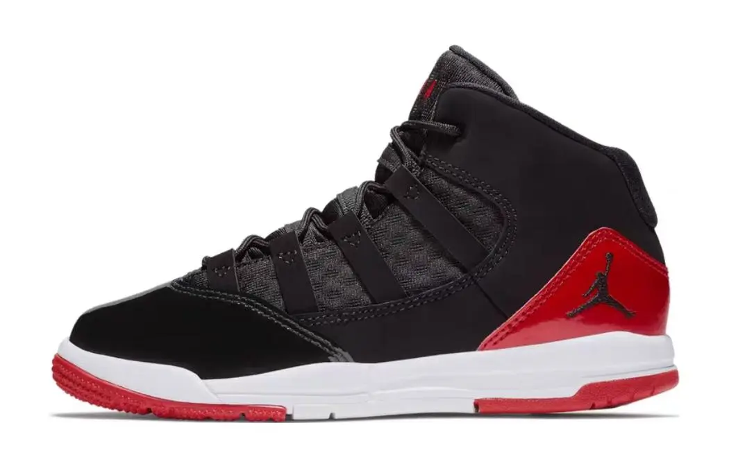 Jordan Max Aura Slip Resistant Cushioning Abrasion Resistant Mid top Children's Basketball Shoes Black Red